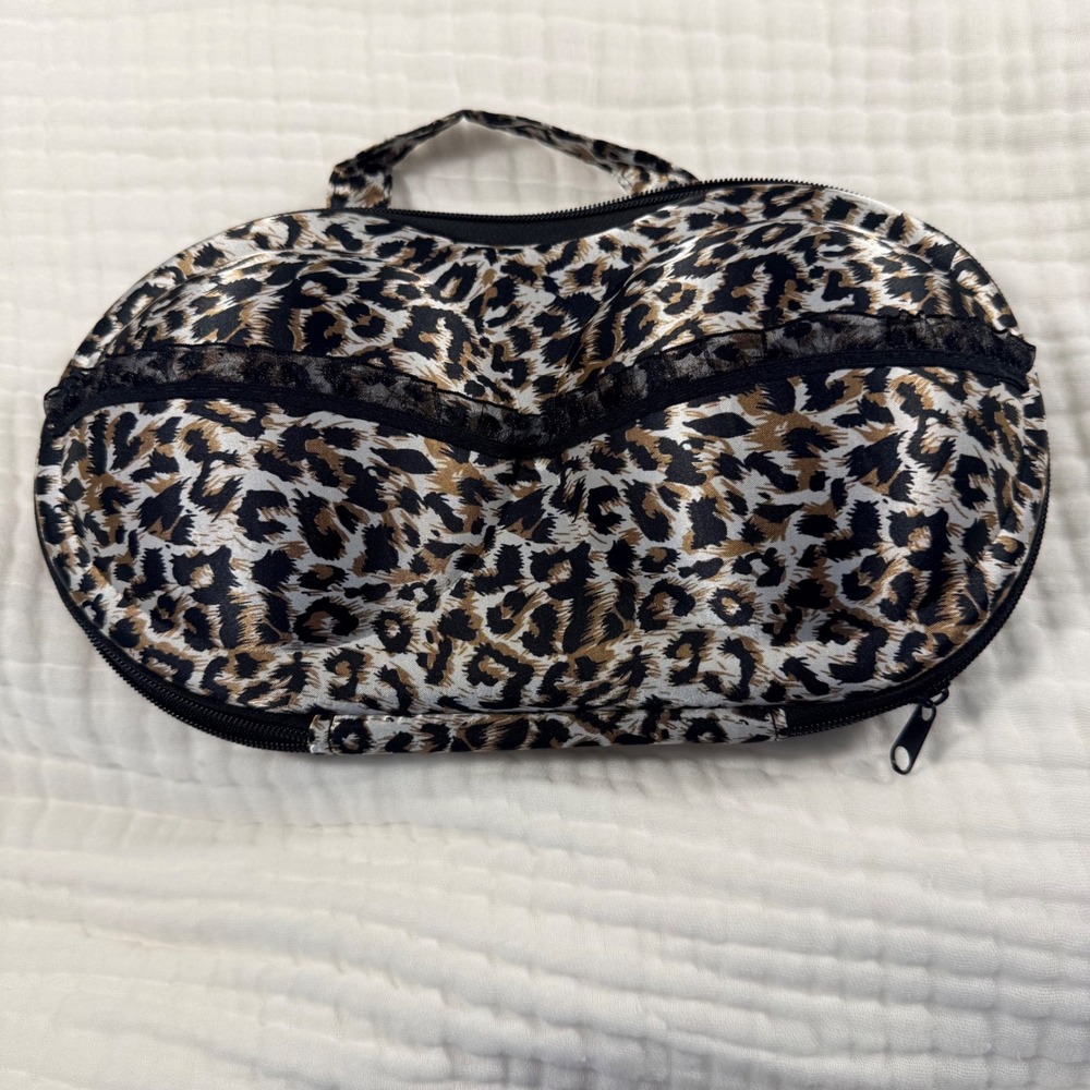 Unbranded Bra Travel Case OS Leopard Print Hard Shell Lingerie Organizer Bag